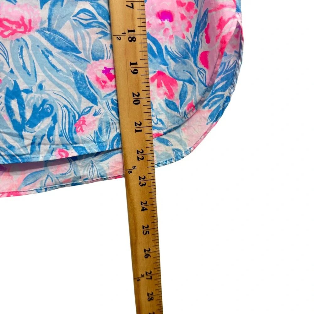 Lilly Pulitzer Ivee Top XS Bondi Blue Pink My Little Peony New‎ Floral V-Neck